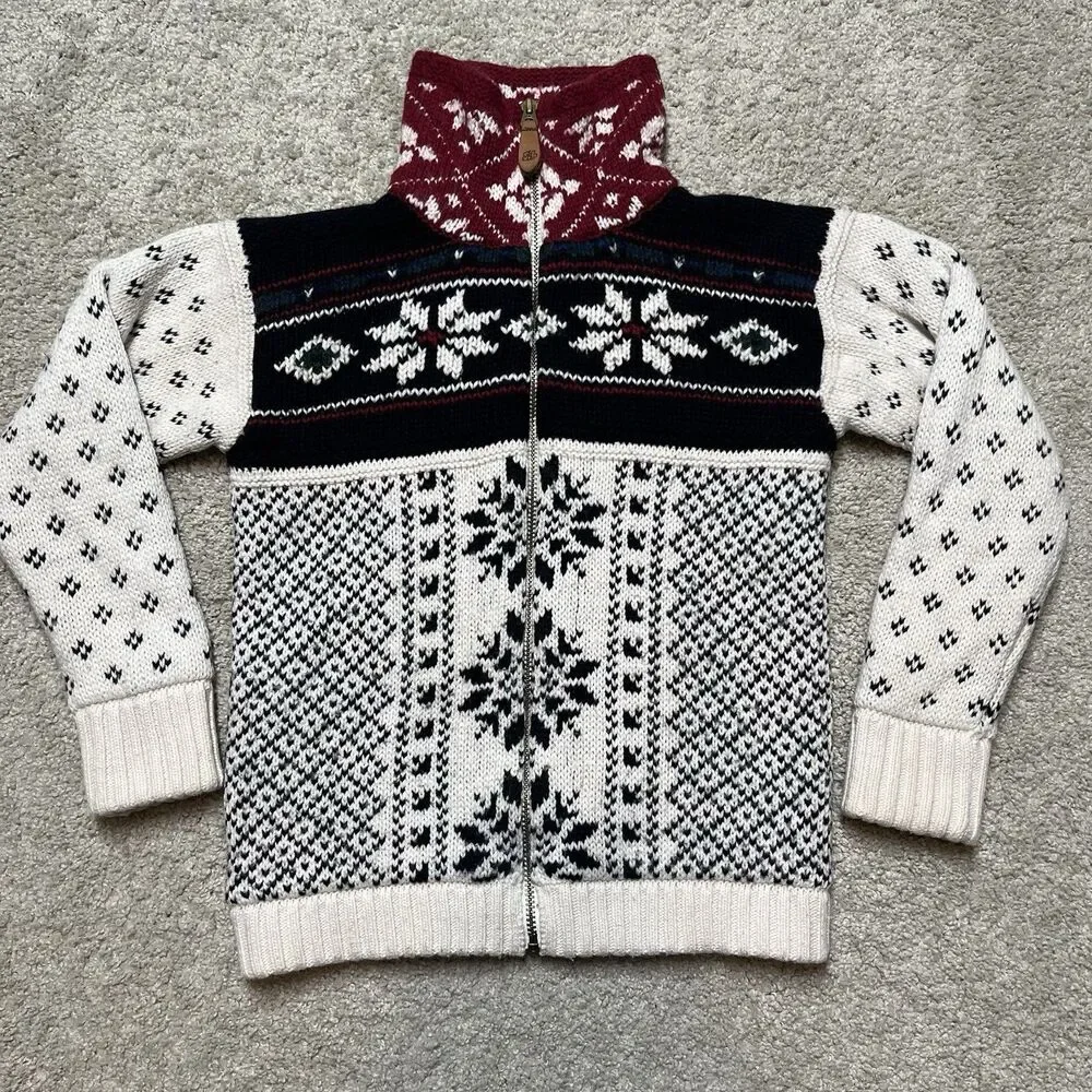 Ralph Lauren Boys 4/5 Fair Isle Ski Sweater Cotton Wool Full Zip Nordic Jacket
